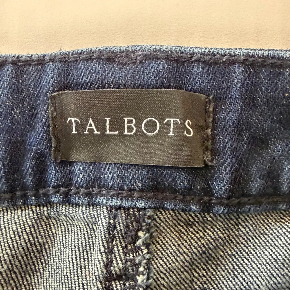 Talbots Womens Dark Wash Trouser Jeans Wide Leg High Rise Blue Size 6‎